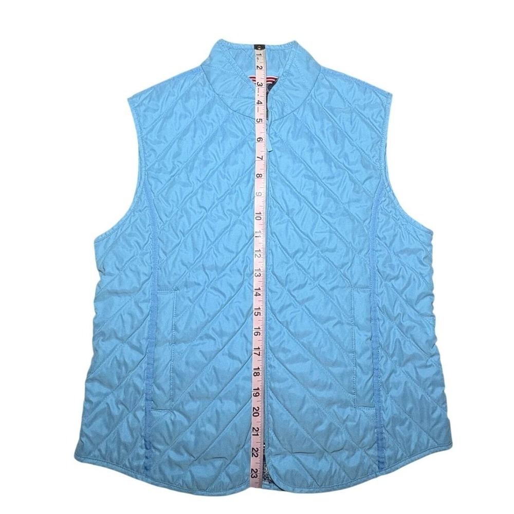 Van Heusen Preppy Quilted Full Zip Vest Sky Blue Floral Lining Womens Size Small - Picture 8 of 8